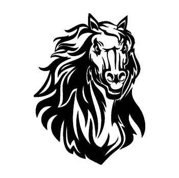 Samolepící dekorace SAMOLEPKA Kůň 067 pravá hlava s hřívou (01 - černá) NA AUTO, NÁLEPKA, FÓLIE, POLEP, TUNING, VLASTNÍ TEXT, TISK, AUTOSAMOLEPKY.cz, POLEPY, OBRÁZEK, LOGO, SAMOLEPKY