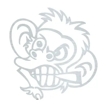 Samolepicí dekorace na vozidlo Opičák 001 levá s cigaretou (61 - škrábaný hliník) SAMOLEPKA NA AUTO, NÁLEPKA, FÓLIE, POLEP, TUNING, VLASTNÍ TEXT, TISK, AUTOSAMOLEPKY.cz, POLEPY, OBRÁZEK, LOGO, 3D STICKERS