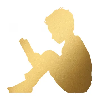 samolepka Děti silueta 002 levá chlapec s knížkou (43 - zlatá metalíza) SAMOLEPKA NA AUTO, NÁLEPKA, FÓLIE, POLEP, TUNING, VLASTNÍ TEXT, TISK, AUTOSAMOLEPKY.cz, POLEPY, OBRÁZEK, LOGO, 3D STICKERS