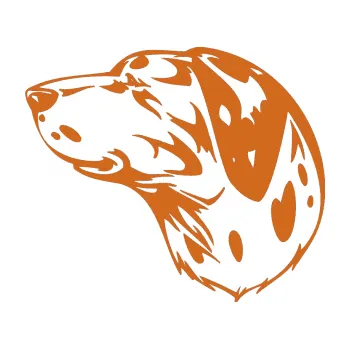 samolepka Pes 002 levá Dalmatin (26 - oříšková) SAMOLEPKA NA AUTO, NÁLEPKA, FÓLIE, POLEP, TUNING, VLASTNÍ TEXT, TISK, AUTOSAMOLEPKY.cz, POLEPY, OBRÁZEK, LOGO, 3D STICKERS