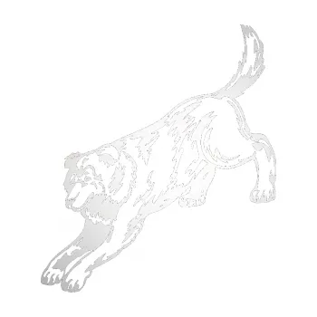 Polep vozidla SAMOLEPKA Pes 044 levá (82 - odrazková reflexní bílá) NA AUTO, NÁLEPKA, FÓLIE, POLEP, TUNING, VLASTNÍ TEXT, TISK, AUTOSAMOLEPKY.cz, POLEPY, OBRÁZEK, LOGO, SAMOLEPKY