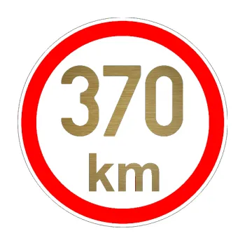 samolepka Maximální rychlost 370km - nejvyšší konstrukční rychlost (64 - škrábaný kov zlatý) SAMOLEPKA NA AUTO, NÁLEPKA, FÓLIE, POLEP, TUNING, VLASTNÍ TEXT, TISK, AUTOSAMOLEPKY.cz, POLEPY, OBRÁZEK, LOGO, 3D STICKERS