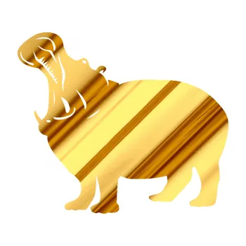 Samolepící dekorace Hroch 002 levá (81 - chrom fólie zlatá zrcadlová) SAMOLEPKA NA AUTO, NÁLEPKA, FÓLIE, POLEP, TUNING, VLASTNÍ TEXT, TISK, AUTOSAMOLEPKY.cz, POLEPY, OBRÁZEK, LOGO, 3D STICKERS