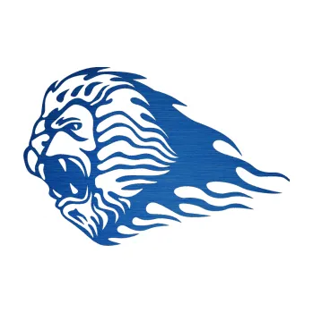 Samolepicí dekorace na vozidlo Animal flames 014 levá lev (65 - škrábaný kov modrý) SAMOLEPKA NA AUTO, NÁLEPKA, FÓLIE, POLEP, TUNING, VLASTNÍ TEXT, TISK, AUTOSAMOLEPKY.cz, POLEPY, OBRÁZEK, LOGO, 3D STICKERS