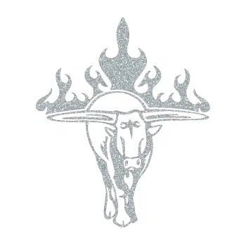 Samolepicí dekorace na vozidlo Animal flames 050 pravá býk (91 - Ultra Metalic stříbrná metalíza) SAMOLEPKA NA AUTO, NÁLEPKA, FÓLIE, POLEP, TUNING, VLASTNÍ TEXT, TISK, AUTOSAMOLEPKY.cz, POLEPY, OBRÁZEK, LOGO, 3D STICKERS