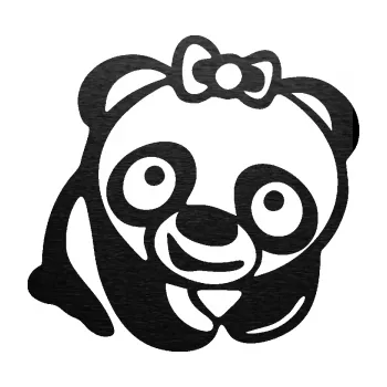 Samolepící dekorace SAMOLEPKA Panda baby pravá (63 - škrábaný kov černý) NA AUTO, NÁLEPKA, FÓLIE, POLEP, TUNING, VLASTNÍ TEXT, TISK, AUTOSAMOLEPKY.cz, POLEPY, OBRÁZEK, LOGO, SAMOLEPKY
