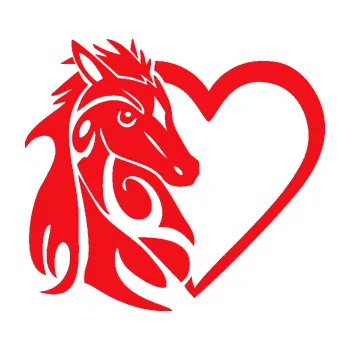 Samolepící dekorace SAMOLEPKA Koník love 001 levá hříbátko v srdíčku (10 - červená) NA AUTO, NÁLEPKA, FÓLIE, POLEP, TUNING, VLASTNÍ TEXT, TISK, AUTOSAMOLEPKY.cz, POLEPY, OBRÁZEK, LOGO, SAMOLEPKY