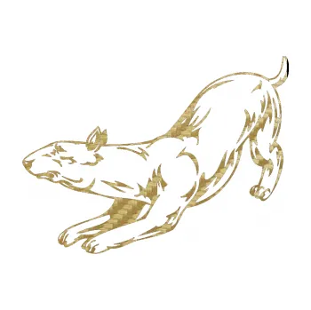 Polep vozidla SAMOLEPKA Pes 009 levá (59 - 3D karbon zlatý) NA AUTO, NÁLEPKA, FÓLIE, POLEP, TUNING, VLASTNÍ TEXT, TISK, AUTOSAMOLEPKY.cz, POLEPY, OBRÁZEK, LOGO, SAMOLEPKY