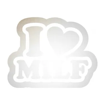 Polep vozidla SAMOLEPKA I love milf 003 nápis (82 - odrazková reflexní bílá) NA AUTO, NÁLEPKA, FÓLIE, POLEP, TUNING, VLASTNÍ TEXT, TISK, AUTOSAMOLEPKY.cz, POLEPY, OBRÁZEK, LOGO, SAMOLEPKY