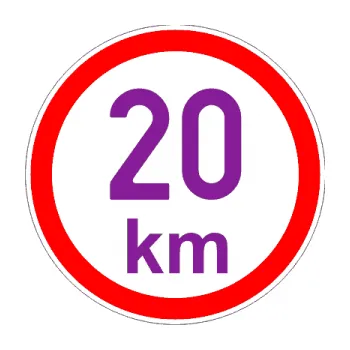 samolepka Maximální rychlost 20km - nejvyšší konstrukční rychlost (14 - fialová) SAMOLEPKA NA AUTO, NÁLEPKA, FÓLIE, POLEP, TUNING, VLASTNÍ TEXT, TISK, AUTOSAMOLEPKY.cz, POLEPY, OBRÁZEK, LOGO, 3D STICKERS