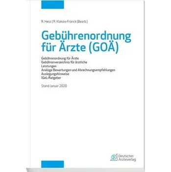 Gebührenordnung für Ärzte (GOÄ), Stand Januar 2020