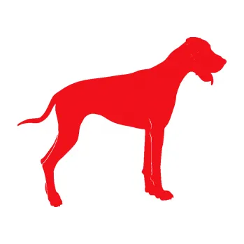 Polep vozidla SAMOLEPKA Pes 086 pravá Doga (10 - červená) NA AUTO, NÁLEPKA, FÓLIE, POLEP, TUNING, VLASTNÍ TEXT, TISK, AUTOSAMOLEPKY.cz, POLEPY, OBRÁZEK, LOGO, SAMOLEPKY