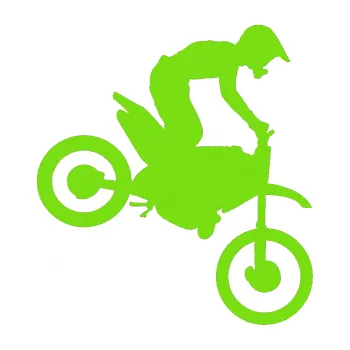 Samolepící dekorace Motorka 015 pravá motokros (04 - zelená kawasaki) SAMOLEPKA NA AUTO, NÁLEPKA, FÓLIE, POLEP, TUNING, VLASTNÍ TEXT, TISK, AUTOSAMOLEPKY.cz, POLEPY, OBRÁZEK, LOGO, 3D STICKERS