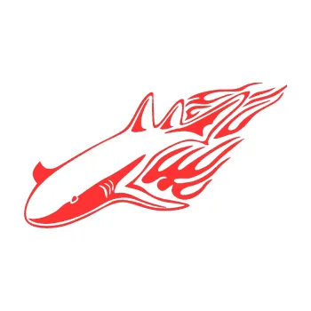 Samolepicí dekorace na vozidlo Animal flames 048 levá žralok (02 - světle červená) SAMOLEPKA NA AUTO, NÁLEPKA, FÓLIE, POLEP, TUNING, VLASTNÍ TEXT, TISK, AUTOSAMOLEPKY.cz, POLEPY, OBRÁZEK, LOGO, 3D STICKERS