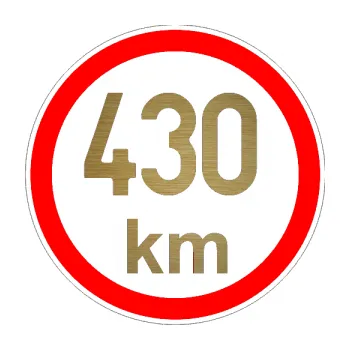samolepka Maximální rychlost 430km - nejvyšší konstrukční rychlost (64 - škrábaný kov zlatý) SAMOLEPKA NA AUTO, NÁLEPKA, FÓLIE, POLEP, TUNING, VLASTNÍ TEXT, TISK, AUTOSAMOLEPKY.cz, POLEPY, OBRÁZEK, LOGO, 3D STICKERS