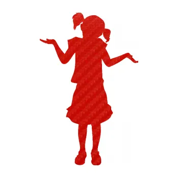 samolepka Děti silueta 001 pravá holčička krčí rameny (53 - 3D karbon červený) SAMOLEPKA NA AUTO, NÁLEPKA, FÓLIE, POLEP, TUNING, VLASTNÍ TEXT, TISK, AUTOSAMOLEPKY.cz, POLEPY, OBRÁZEK, LOGO, 3D STICKERS