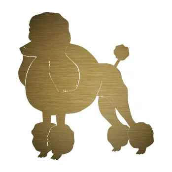 Polep vozidla SAMOLEPKA Pes 092 levá Pudl (64 - škrábaný kov zlatý) NA AUTO, NÁLEPKA, FÓLIE, POLEP, TUNING, VLASTNÍ TEXT, TISK, AUTOSAMOLEPKY.cz, POLEPY, OBRÁZEK, LOGO, SAMOLEPKY