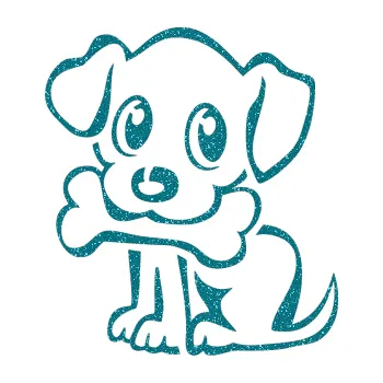 Polep vozidla SAMOLEPKA Pes 076 levá štěnátko s kostičkou (92 - Ultra Metalic tyrkysová) NA AUTO, NÁLEPKA, FÓLIE, POLEP, TUNING, VLASTNÍ TEXT, TISK, AUTOSAMOLEPKY.cz, POLEPY, OBRÁZEK, LOGO, SAMOLEPKY