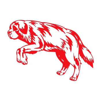 Polep vozidla SAMOLEPKA Pes 034 levá (10 - červená) NA AUTO, NÁLEPKA, FÓLIE, POLEP, TUNING, VLASTNÍ TEXT, TISK, AUTOSAMOLEPKY.cz, POLEPY, OBRÁZEK, LOGO, SAMOLEPKY