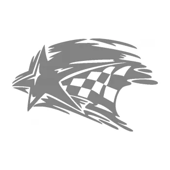 Samolepící dekorace SAMOLEPKA Hvězda se šachovnicí levá (17 - šedá) NA AUTO, NÁLEPKA, FÓLIE, POLEP, TUNING, VLASTNÍ TEXT, TISK, AUTOSAMOLEPKY.cz, POLEPY, OBRÁZEK, LOGO, SAMOLEPKY