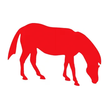 Samolepící dekorace SAMOLEPKA Kůň 006 pravá na pastvě (10 - červená) NA AUTO, NÁLEPKA, FÓLIE, POLEP, TUNING, VLASTNÍ TEXT, TISK, AUTOSAMOLEPKY.cz, POLEPY, OBRÁZEK, LOGO, SAMOLEPKY