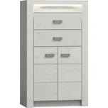 Praktická bílá komoda INFINITY I-06 s 3 zásuvkami, 76x42,8x127 cm