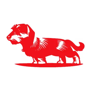 Polep vozidla SAMOLEPKA Pes 133 levá drsnosrstý jezevčík (10 - červená) NA AUTO, NÁLEPKA, FÓLIE, POLEP, TUNING, VLASTNÍ TEXT, TISK, AUTOSAMOLEPKY.cz, POLEPY, OBRÁZEK, LOGO, SAMOLEPKY