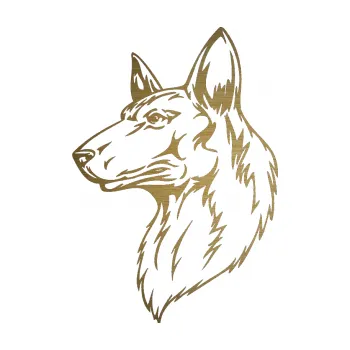 Polep vozidla SAMOLEPKA Pes 019 levá (64 - škrábaný kov zlatý) NA AUTO, NÁLEPKA, FÓLIE, POLEP, TUNING, VLASTNÍ TEXT, TISK, AUTOSAMOLEPKY.cz, POLEPY, OBRÁZEK, LOGO, SAMOLEPKY