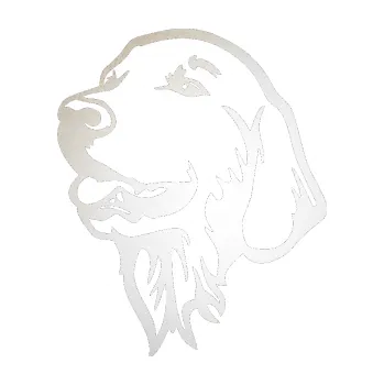 Polep vozidla Pes 074 levá Zlatý retrívr (82 - odrazková reflexní bílá) SAMOLEPKA NA AUTO, NÁLEPKA, FÓLIE, POLEP, TUNING, VLASTNÍ TEXT, TISK, AUTOSAMOLEPKY.cz, POLEPY, OBRÁZEK, LOGO, 3D STICKERS