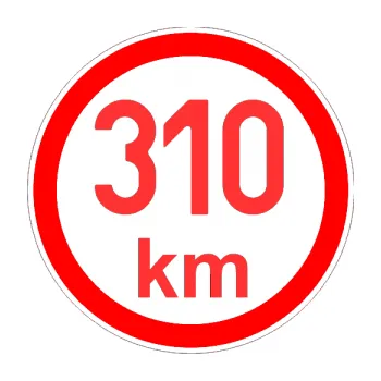 samolepka Maximální rychlost 310km - nejvyšší konstrukční rychlost (02 - světle červená) SAMOLEPKA NA AUTO, NÁLEPKA, FÓLIE, POLEP, TUNING, VLASTNÍ TEXT, TISK, AUTOSAMOLEPKY.cz, POLEPY, OBRÁZEK, LOGO, 3D STICKERS