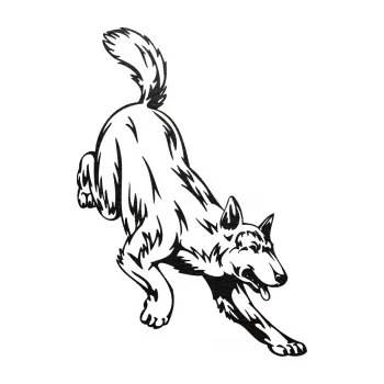 samolepka Pes 024 pravá (63 - škrábaný kov černý) SAMOLEPKA NA AUTO, NÁLEPKA, FÓLIE, POLEP, TUNING, VLASTNÍ TEXT, TISK, AUTOSAMOLEPKY.cz, POLEPY, OBRÁZEK, LOGO, 3D STICKERS