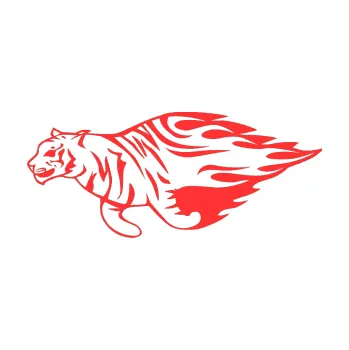 Samolepicí dekorace na vozidlo Animal flames 021 levá tygr (02 - světle červená) SAMOLEPKA NA AUTO, NÁLEPKA, FÓLIE, POLEP, TUNING, VLASTNÍ TEXT, TISK, AUTOSAMOLEPKY.cz, POLEPY, OBRÁZEK, LOGO, 3D STICKERS