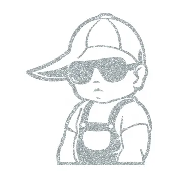 Samolepicí dekorace na vozidlo Dítě v autě 053 levá chlapeček v kšiltovce (91 - Ultra Metalic stříbrná metalíza) SAMOLEPKA NA AUTO, NÁLEPKA, FÓLIE, POLEP, TUNING, VLASTNÍ TEXT, TISK, AUTOSAMOLEPKY.cz, POLEPY, OBRÁZEK, LOGO, 3D STICKERS