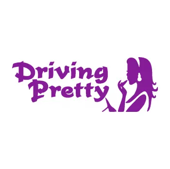 Polep vozidla SAMOLEPKA Driving pretty nápis (14 - fialová) NA AUTO, NÁLEPKA, FÓLIE, POLEP, TUNING, VLASTNÍ TEXT, TISK, AUTOSAMOLEPKY.cz, POLEPY, OBRÁZEK, LOGO, SAMOLEPKY