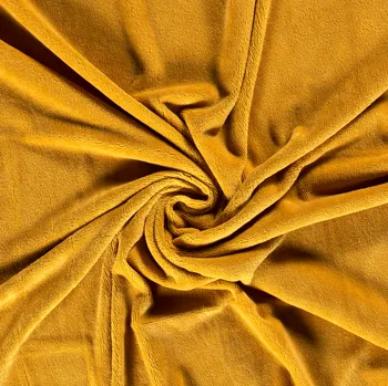 Látka bambusové froté hořčicové