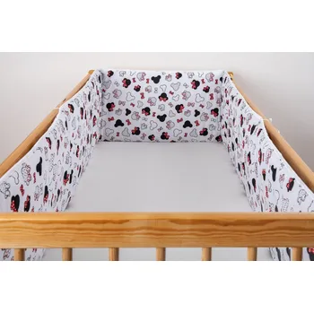 JAN peří Mantinel - do postýlky /bílá Minnie s červenou mašlí - Mantinel - 120x60x120 cm/bílá Minnie s červenou mašlí