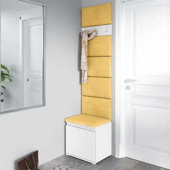 Předsíňová stěna Eka Předsíňová stěna s čalouněnými panely Trinity 7 - Bílá / Žlutá 2318