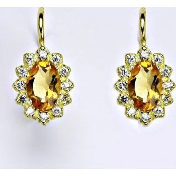 Náušnice Zlaté náušnice Kate, přírodní citrín pálený, žluté zlato, VE 247