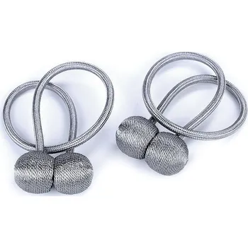 Dekorační úvaz / šňůra na závěsy s magnetem, barva 7 šedá