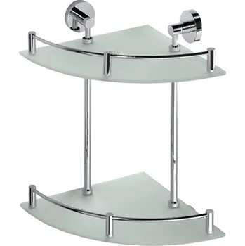 Drátěná police Bemeta - OMEGA: Polička skleněná rohová dvojitá 104202142