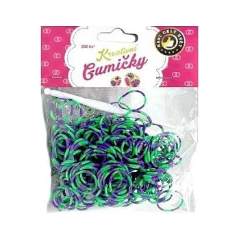 kreativní sada Gumičky na náramky Loom Bands pruhované zeleno-fialové