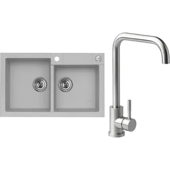 Set Alveus (dřez Rock 90 Beton 81 + baterie Angle Kartáčovaná ocel) SETA20106