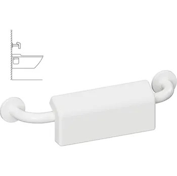 Madlo do koupelny Bemeta - HELP: Madlo 500 mm, bílé se zád.opěrkou, s krytkou 301100503-o