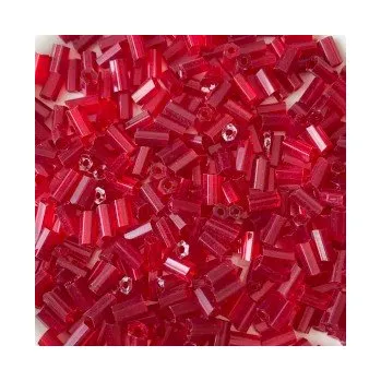 Dětské navlékací korálky Rokajl červené rovné průhledné tmavé tyčinky (4 mm)