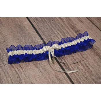 Podvazkový pás Šatoli.cz Tmavě modrý šifonový podvazek s klíčkem