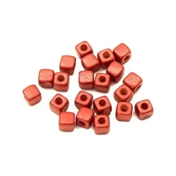 Dětské navlékací korálky Cubix červená lesklá 25ks
