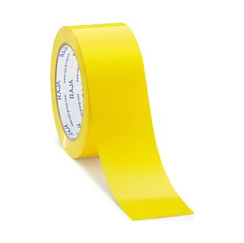 Lepicí páska Tichá lepicí PVC páska 50mm, návin 66m, žlutá, tloušťka 35µm | RAJA - Balení po 6 ks