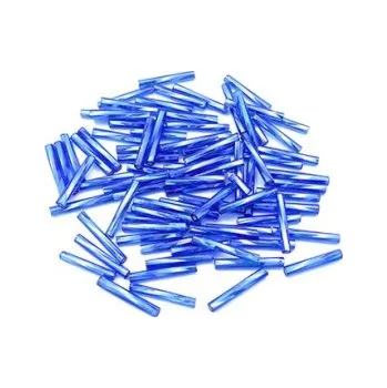 Dětské navlékací korálky Preciosa tyčinky modré kroucené 15 mm