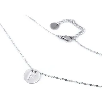 Řetízek Náhrdelník z nerezové oceli s písmenem / abeceda, barva 5 "F" platina