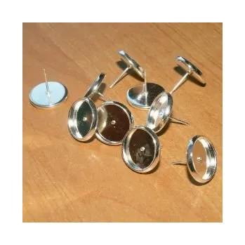Materiál na výrobu šperku Lůžko náušnicové stříbrná b. 16mm (14mm vnitřní průměr) NS16 (10ks)